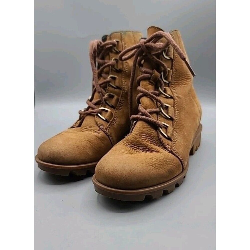 Sorel Phoenix Lace Waterproof Boots Womens US 6 EUR 37 Camel Brown Leather - Picture 2 of 12